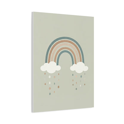 Pastel Rainbow & Clouds Nursery Wall Art & Canvas Print