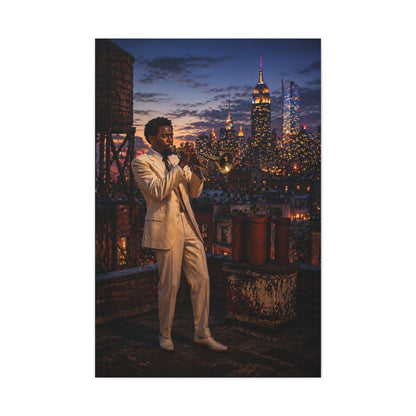 Rooftop Jazz Manhattan Twilight Wall Art & Canvas Print