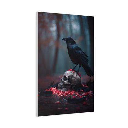 Crow on Weathered Skull Wall Art & Canvas Print