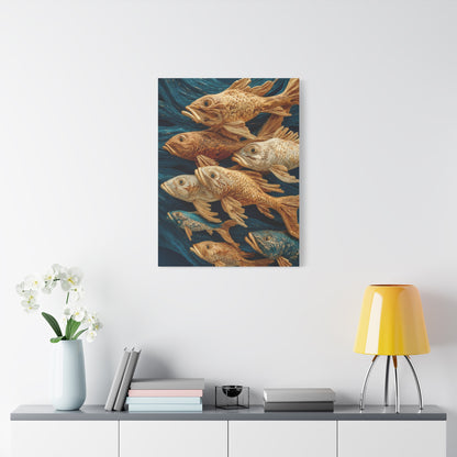 Driftwood School of Fish Relief Wall Art & Canvas Print
