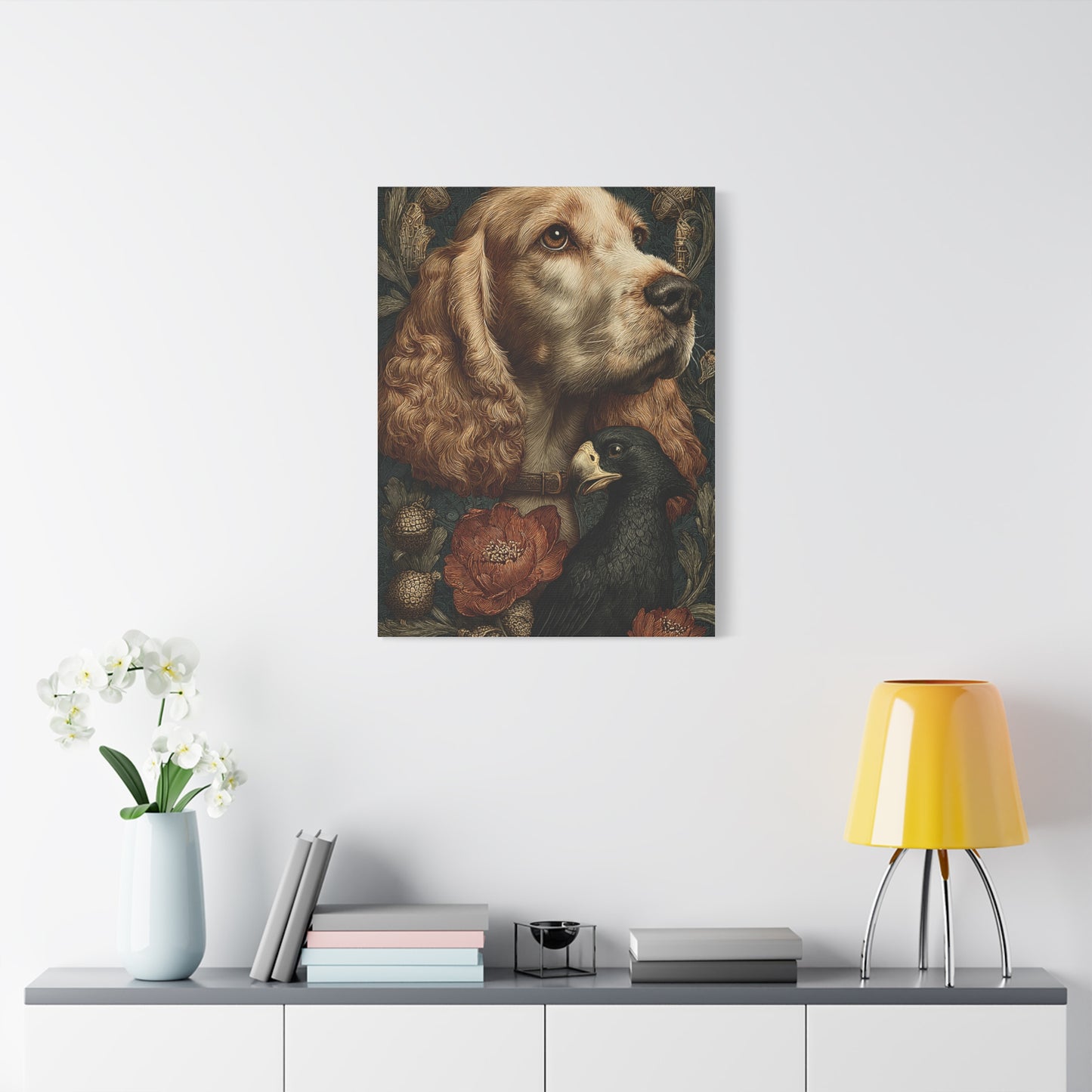 English Cocker Spaniel Botanical Heritage Portrait Wall Art & Canvas Print