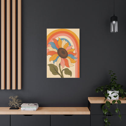 Retro Rainbow Sunflower Wall Art & Canvas Print