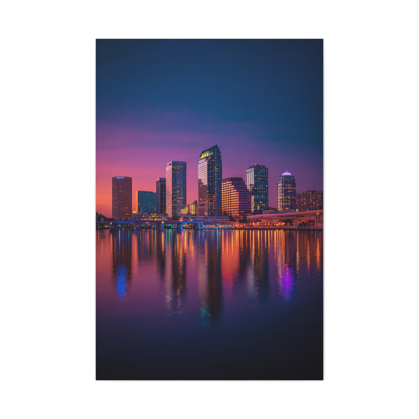 Modern City Skyline at Dusk Wall Art & Canvas Print