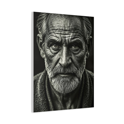 Lines of Time Black & White Elder Portrait Wall Art & Canvas Prints