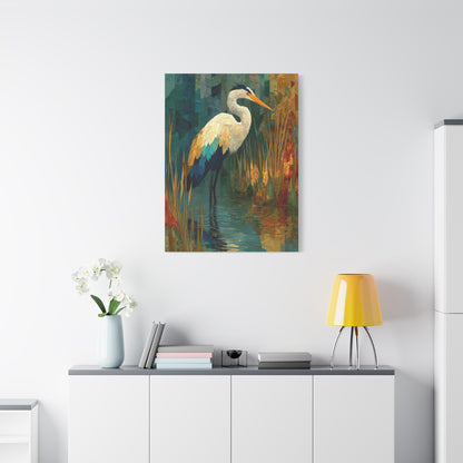 Marsh Heron Textured Composition Wall Art & Canvas Print