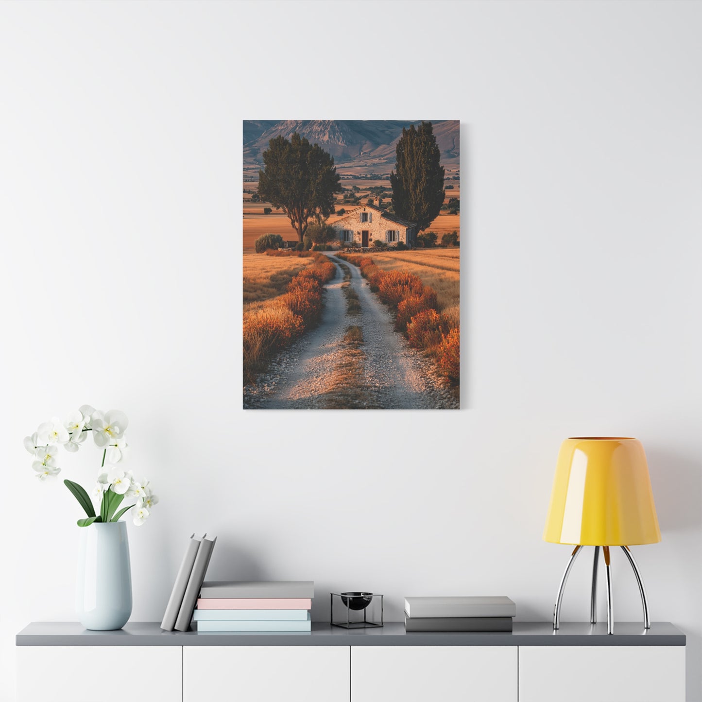 Farmhouse Gravel Lane Countryside Wall Art & Canvas Print