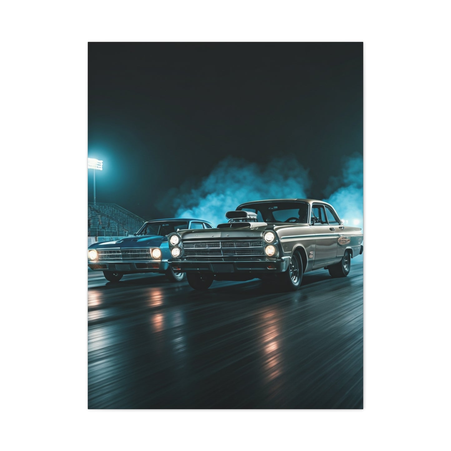 1967 Dodge Coronet Super Stock vs Chevrolet Biscayne 409 Drag Duel Wall Art & Canvas Prints