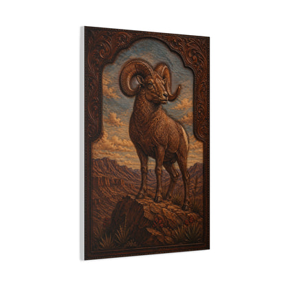 Hand Tooled Bighorn Sheep Southwest Wall Art & Canvas Print