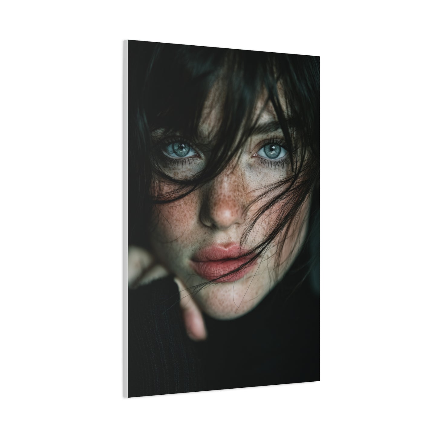 Wind-Swept Freckled Muse Portrait Wall Art & Canvas Print