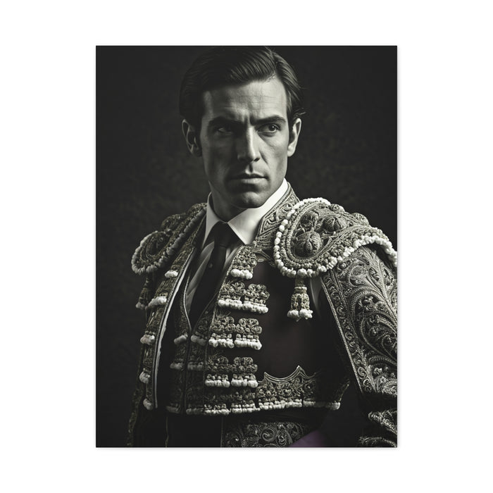 Stoic Warrior in Armor Black & White Wall Art & Canvas Prints