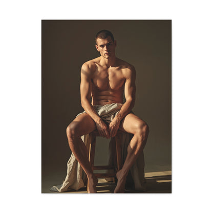 Masculine Seated Figure Study Wall Art & Canvas Print