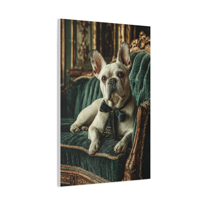 French Bulldog Velvet Sofa Portrait Wall Art & Canvas Print