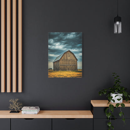 Classic Wooden Barn Beneath Rolling Clouds Wall Art & Canvas Prints