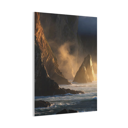 Dramatic Golden Light Coastal Cliffs Wall Art & Canvas Print