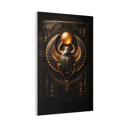 Egyptian Scarab Gold Relief Wall Art & Canvas Print