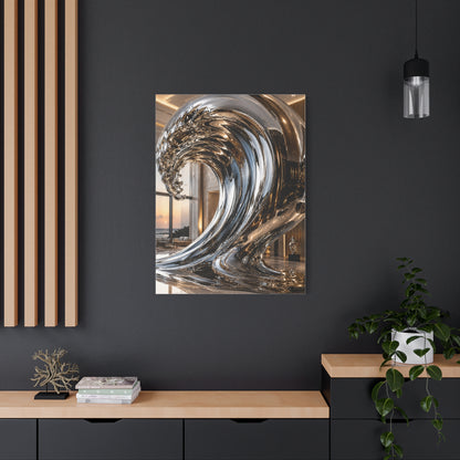Luxury Chrome Wave Sculpture Interior Wall Art & Canvas Print