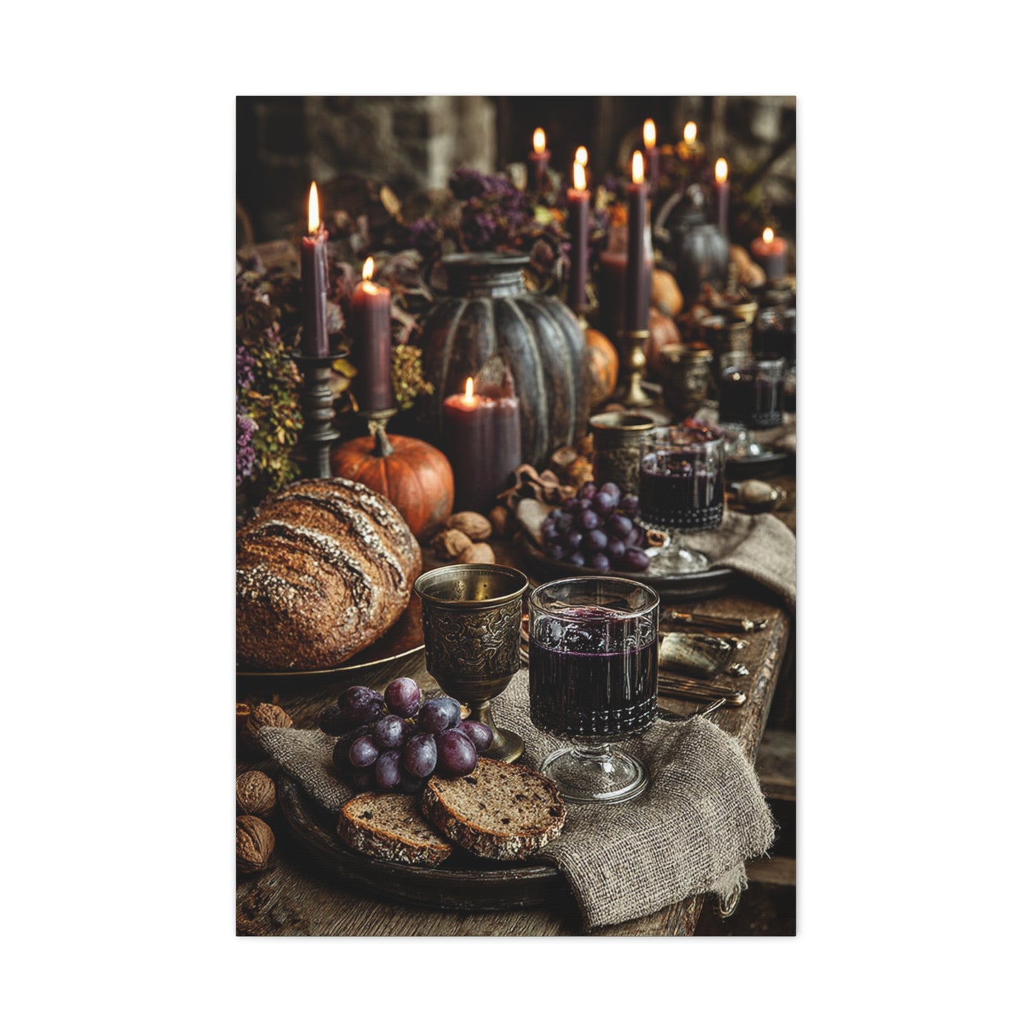 Autumn Harvest Feast Table Wall Art & Canvas Print