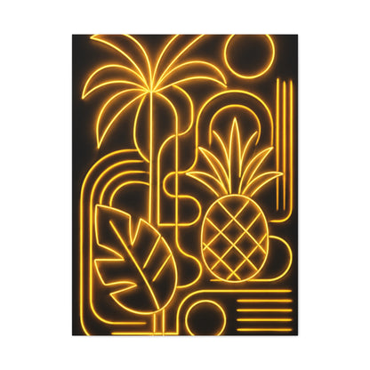 Neon Tropical Line Art Glow Composition Wall Art & Canvas Print