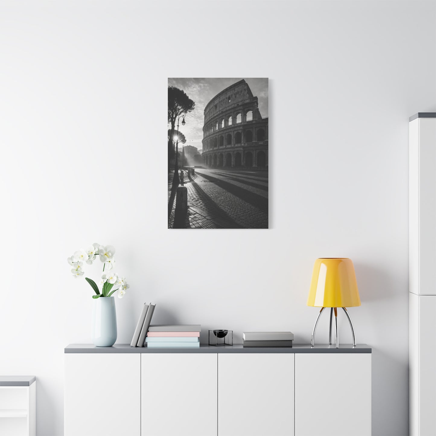 Colosseum Morning Light Monochrome Wall Art & Canvas Print