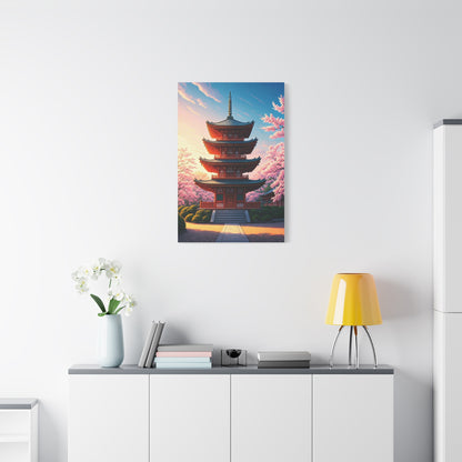 Traditional Pagoda Surrounded by Sakura Blossoms Wall Art & Canvas Prints