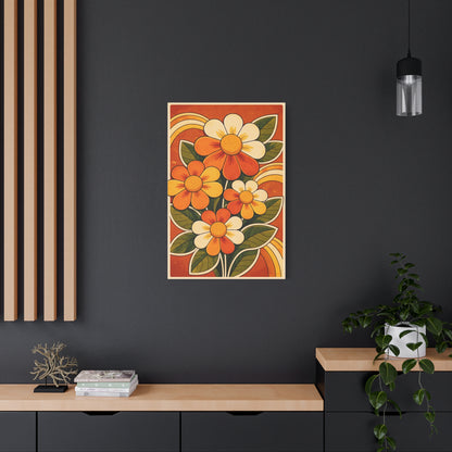 Vintage Groovy Floral Orange Composition Wall Art & Canvas Print