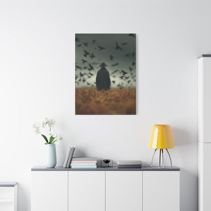 Scarecrow and Crows Autumn Field Wall Art & Canvas Print