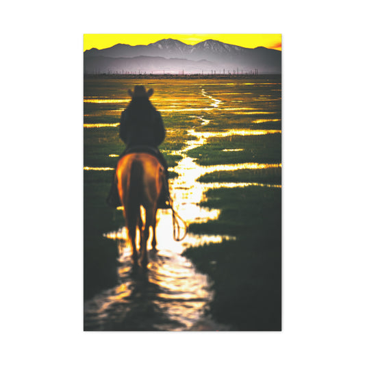Sunrise Plains Rider Wall Art & Canvas Print
