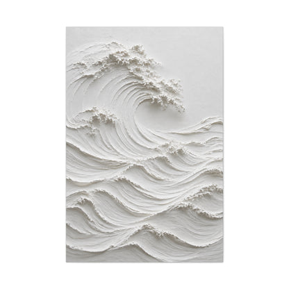 Minimal White Sculptural Wave Texture Wall Art & Canvas Print