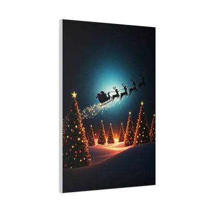 Santa Sleigh Midnight Flight Wall Art & Canvas Print