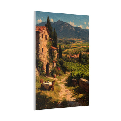 Tuscan Vineyard Farmhouse Lunch Scene Wall Art & Canvas Print