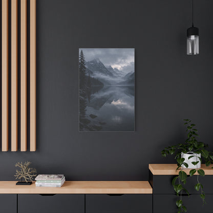Misty Mountain Lake Reflection Wall Art & Canvas Print