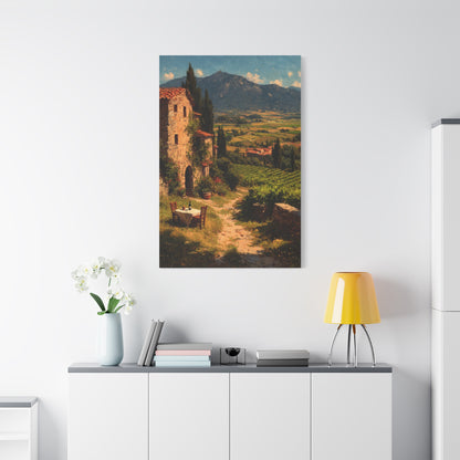 Tuscan Vineyard Farmhouse Lunch Scene Wall Art & Canvas Print
