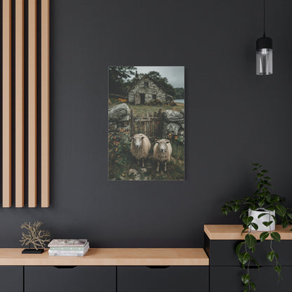 Sheep at Farmhouse Gate Wall Art & Canvas Print