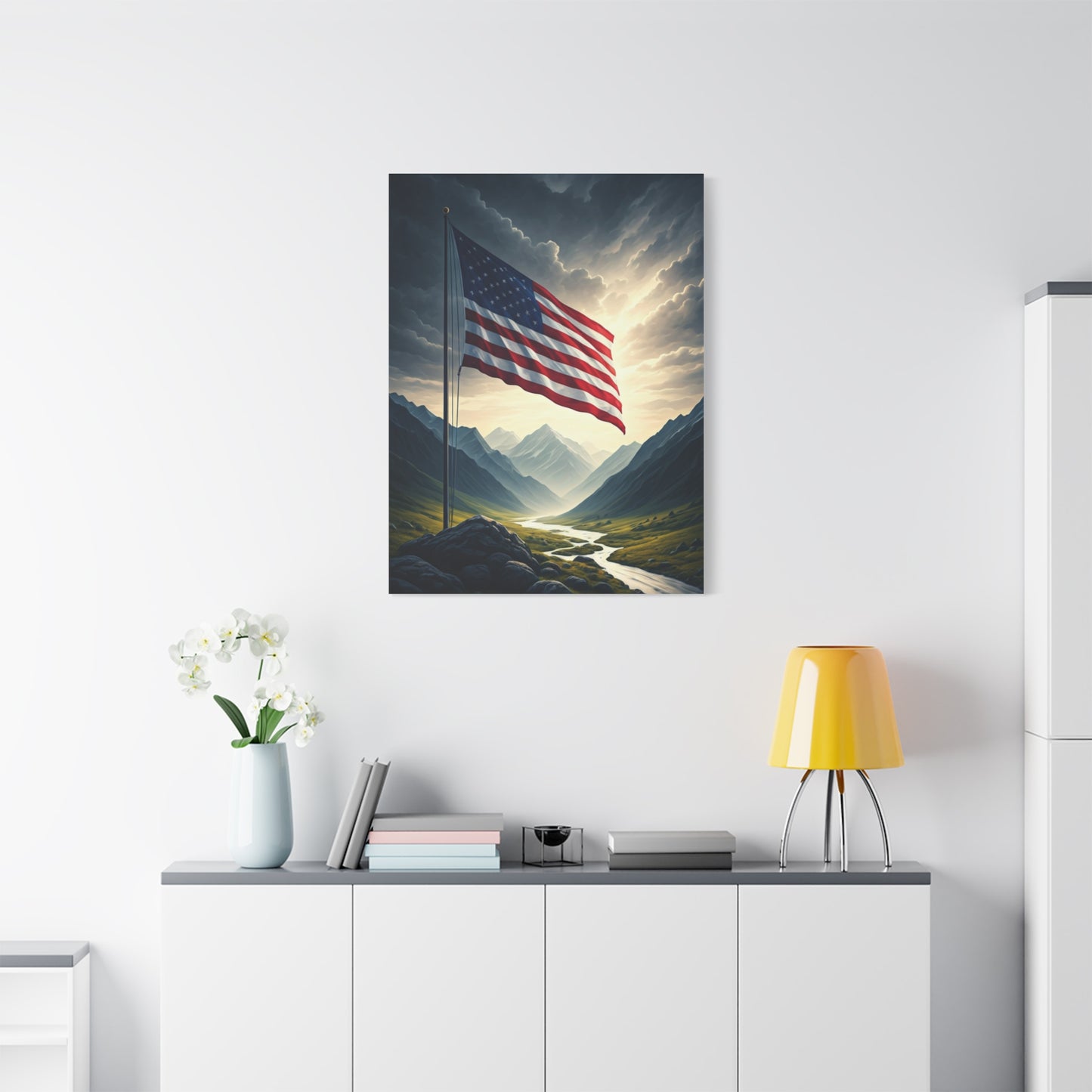 Mountain Freedom Flag Landscape Wall Art & Canvas Prints