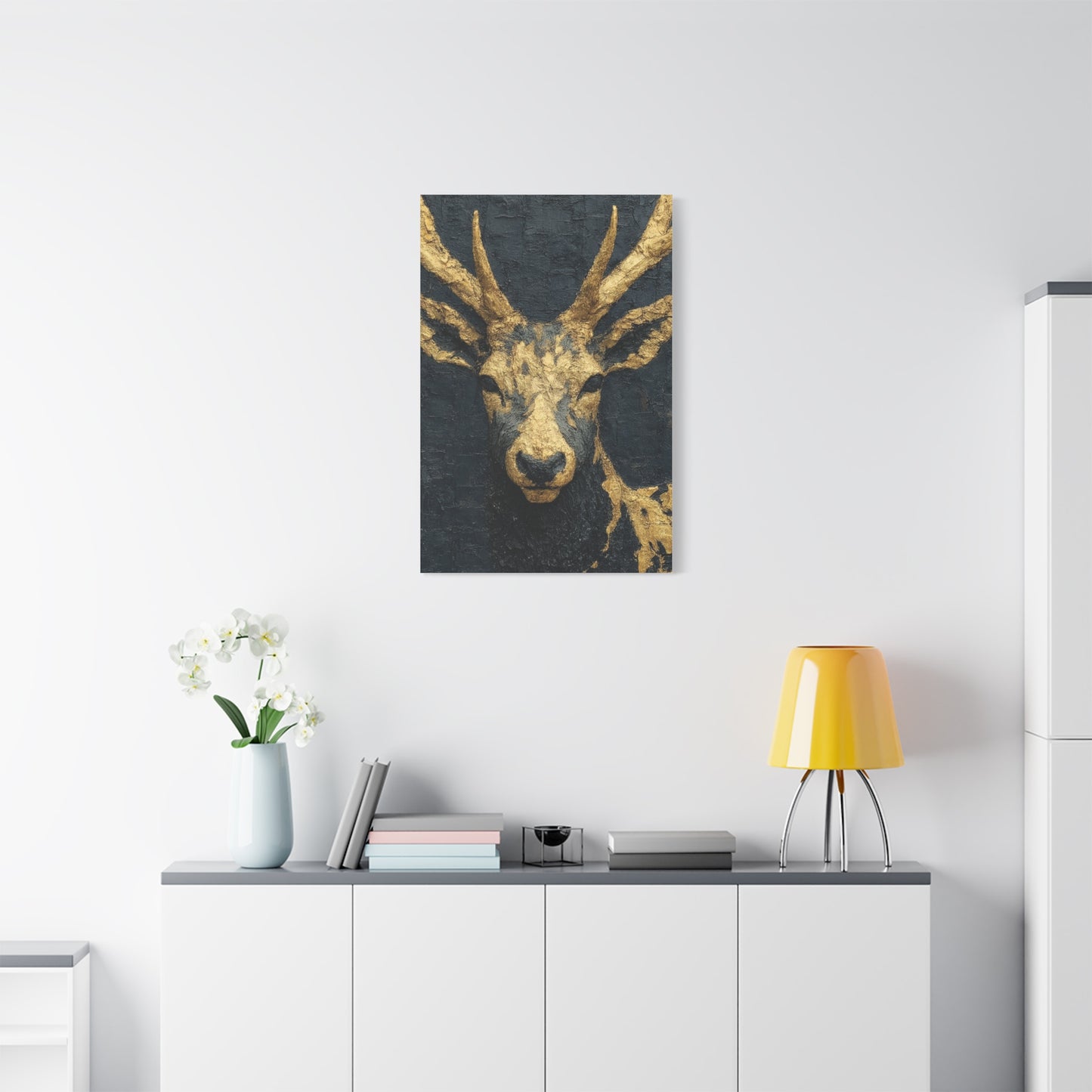 Regal Black and Gold Stag Portrait Wall Art & Canvas Print