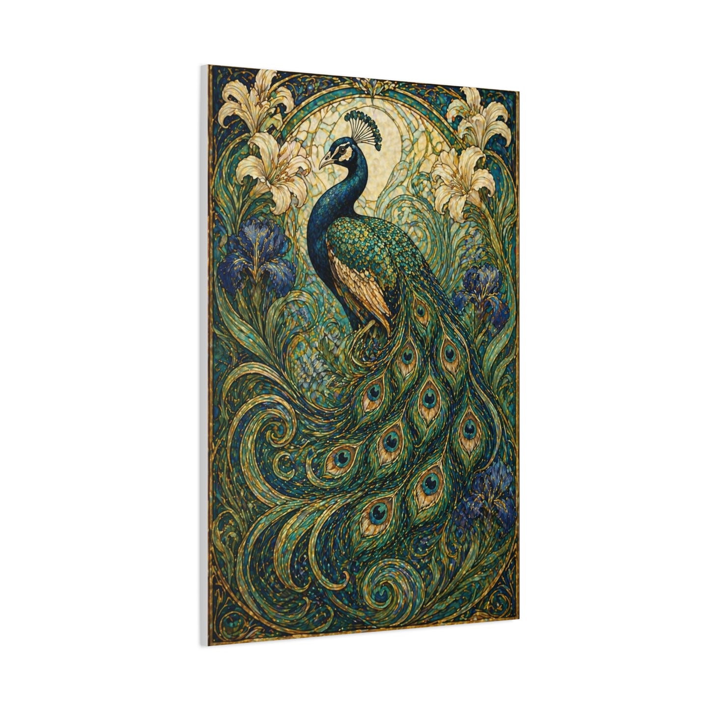 Art Nouveau Ornamental Peacock Garden Wall Art & Canvas Print