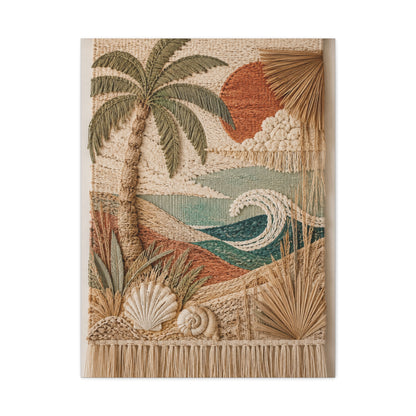 Bohemian Coastal Woven Tapestry Tropical Wall Art & Canvas Print