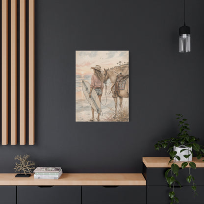 Surf Cowgirl Beach Horizon Scene Wall Art & Canvas Print