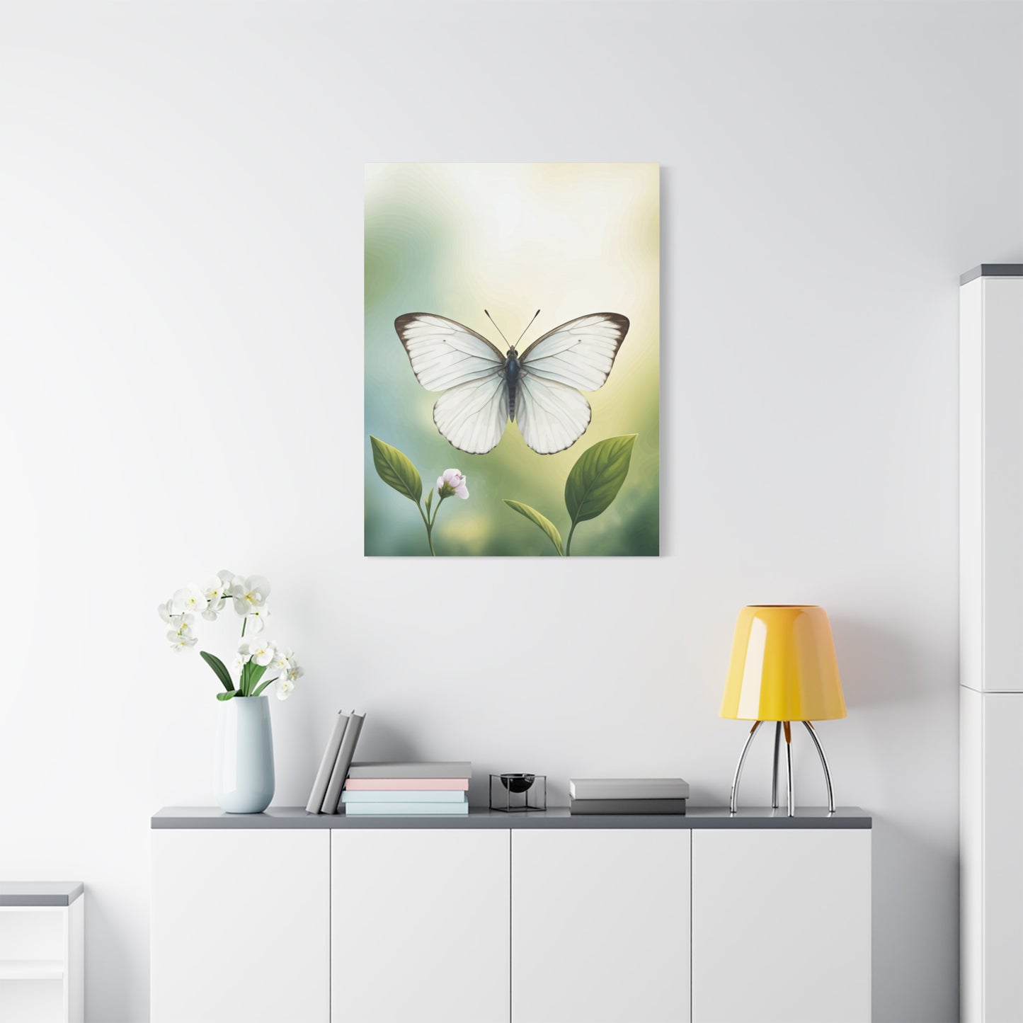 White Butterfly Botanical Serenity Wall Art & Canvas Prints