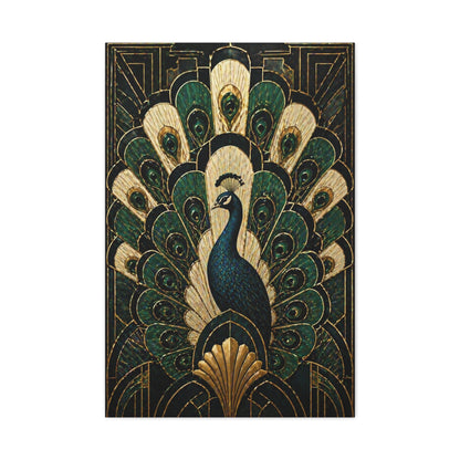 Art Deco Peacock Fan Composition Wall Art & Canvas Print