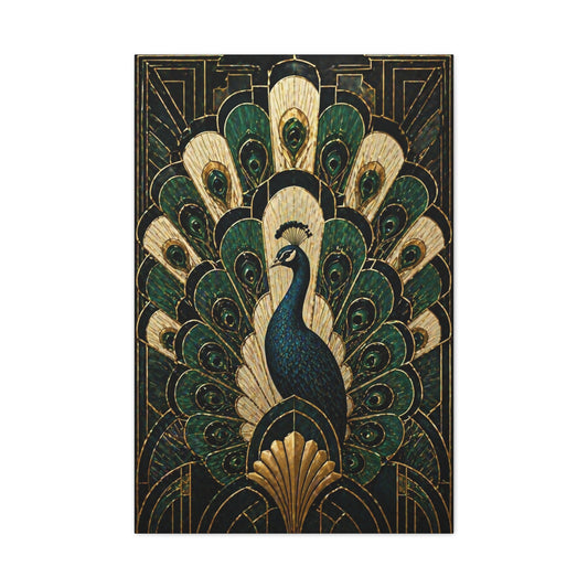 Art Deco Peacock Fan Composition Wall Art & Canvas Print