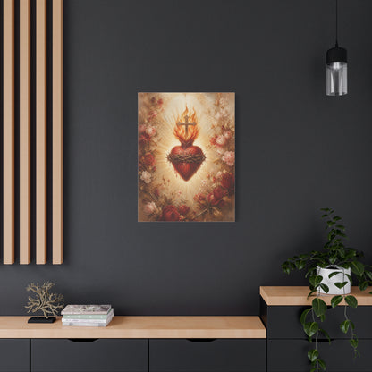 Sacred Heart Floral Devotional Wall Art & Canvas Print