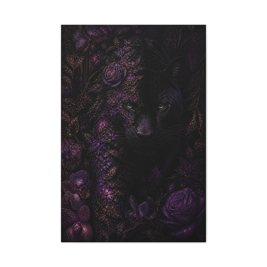 Black Panther Floral Jungle Portrait Wall Art & Canvas Print