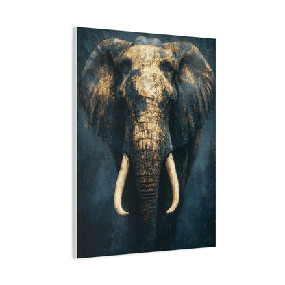 Black and Gold Regal Elephant Portrait Wall Art & Canvas Print