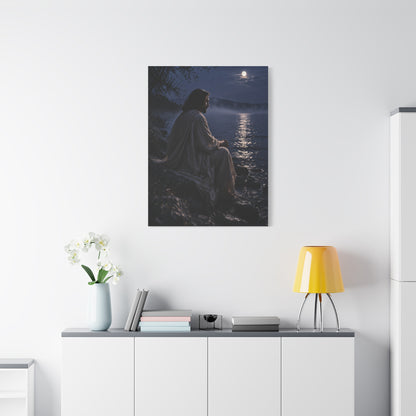 Jesus by the Water Moonlight Reflection Wall Art & Canvas Print