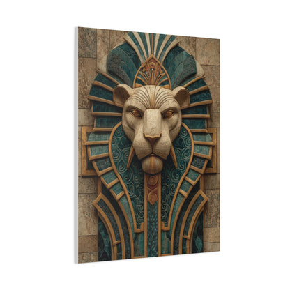 Art Deco Lion Architectural Relief Wall Art & Canvas Print