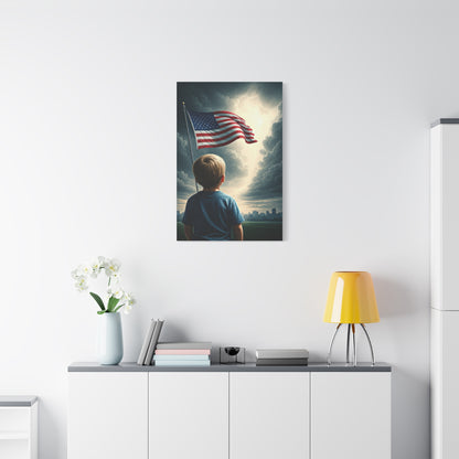 Child Watching the Flag of Tomorrow Wall Art & Canvas Prints