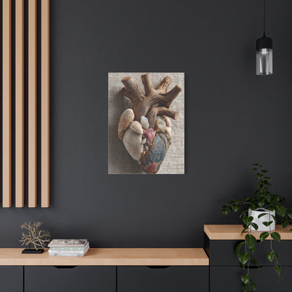 Driftwood Coastal Heart Sculpture Wall Art & Canvas Print