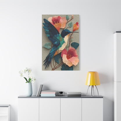 Hummingbird Botanical Collage Wall Art & Canvas Print