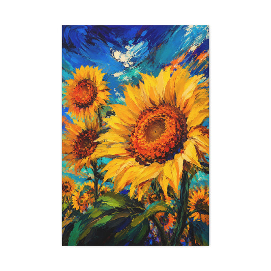 Contemporary Impressionist Sunflower Painting Wall Art & Canvas Print